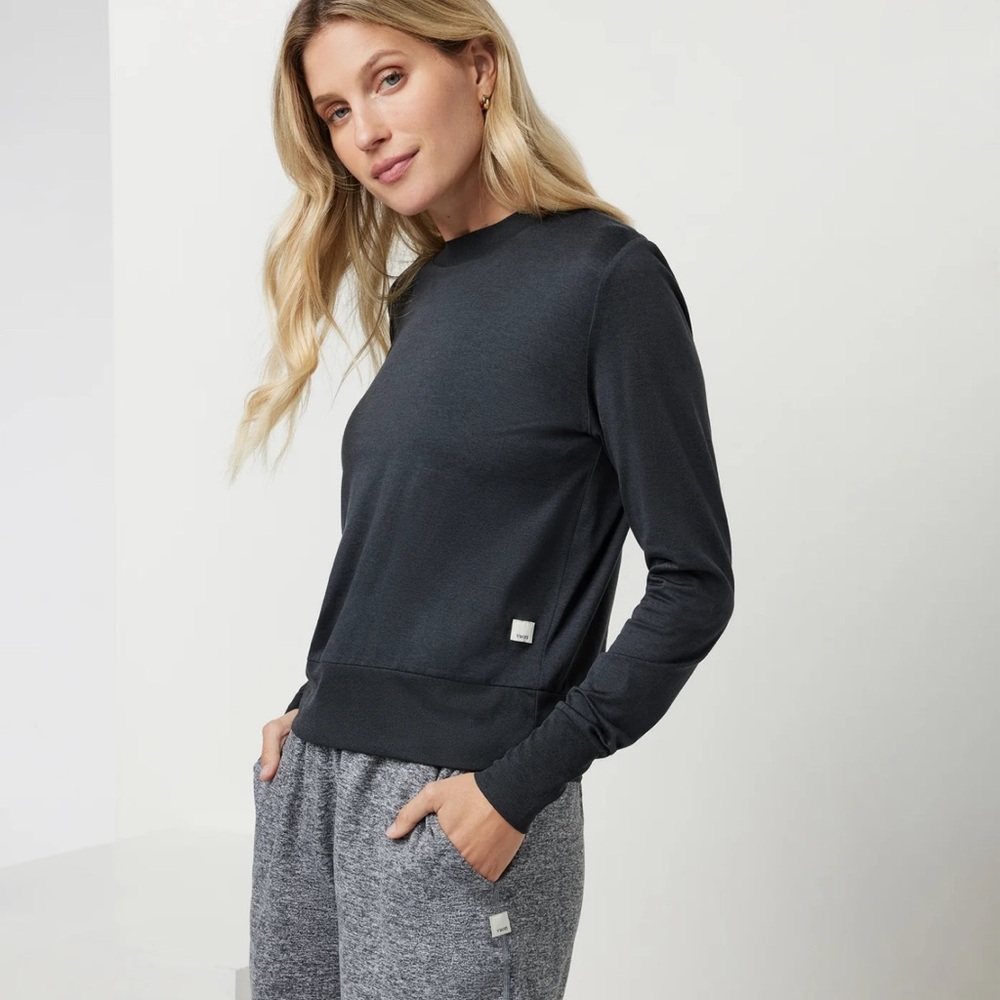 Vuori Daydream Crew Performance Top In Black Heather, M